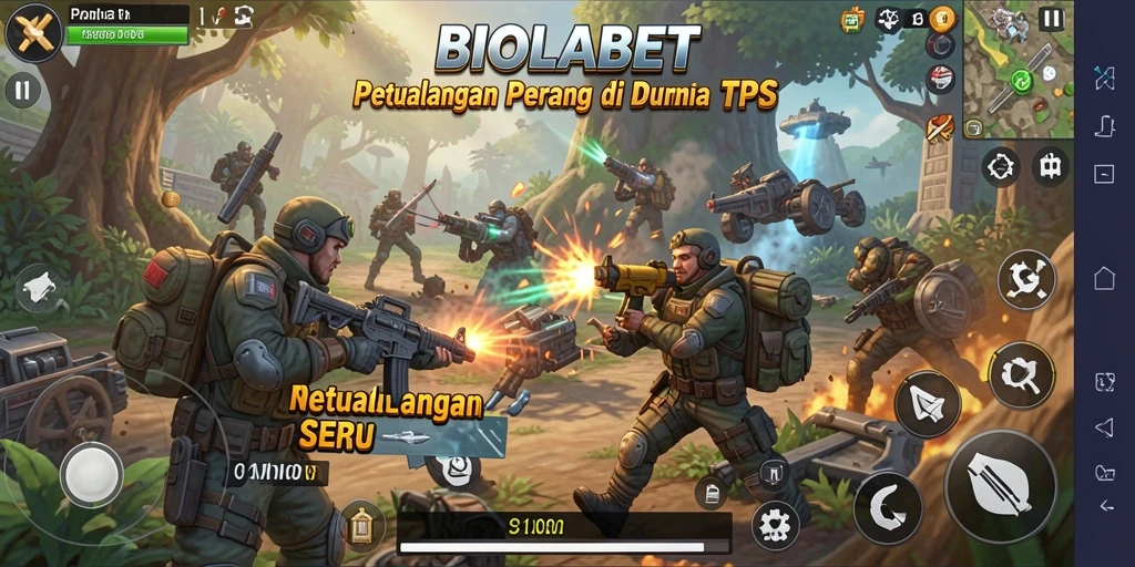 Tampilan gameplay intens di BIOLABET dengan aksi pertempuran mendebarkan.