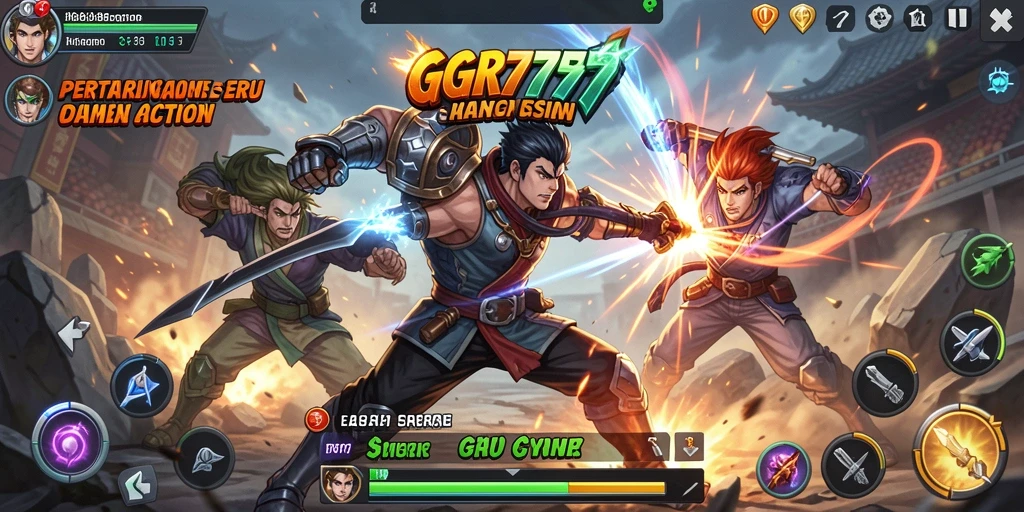 Screenshot GGR7777 menampilkan karakter beraksi dalam pertarungan seru.