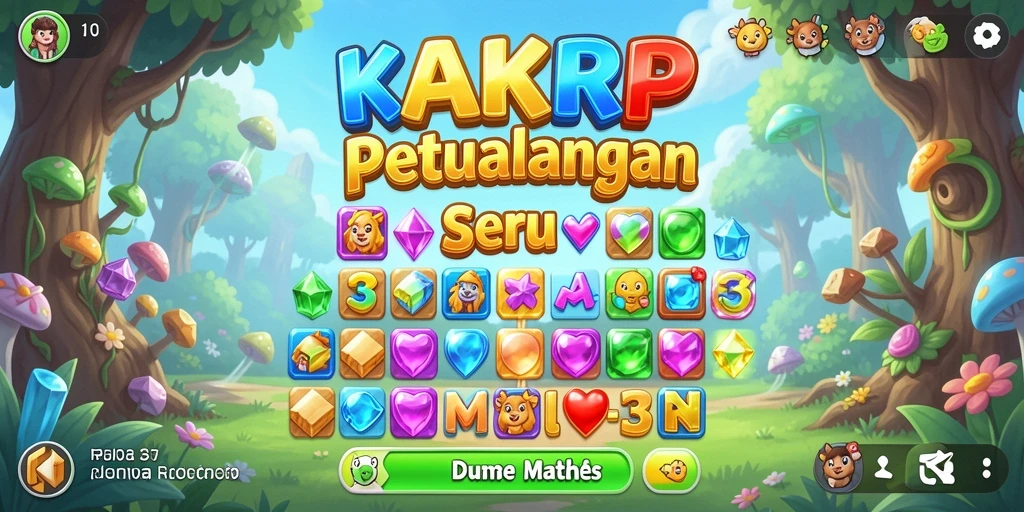 Tampilan gameplay seru KAKRP yang penuh warna dan tantangan Match-3.