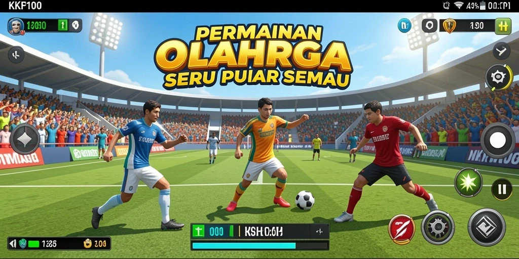 Gameplay seru KPK100 dengan berbagai pilihan olahraga.