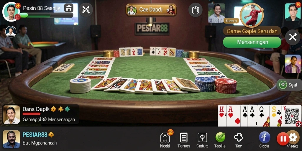 Tampilan gameplay Gaple yang menegangkan dan menarik.